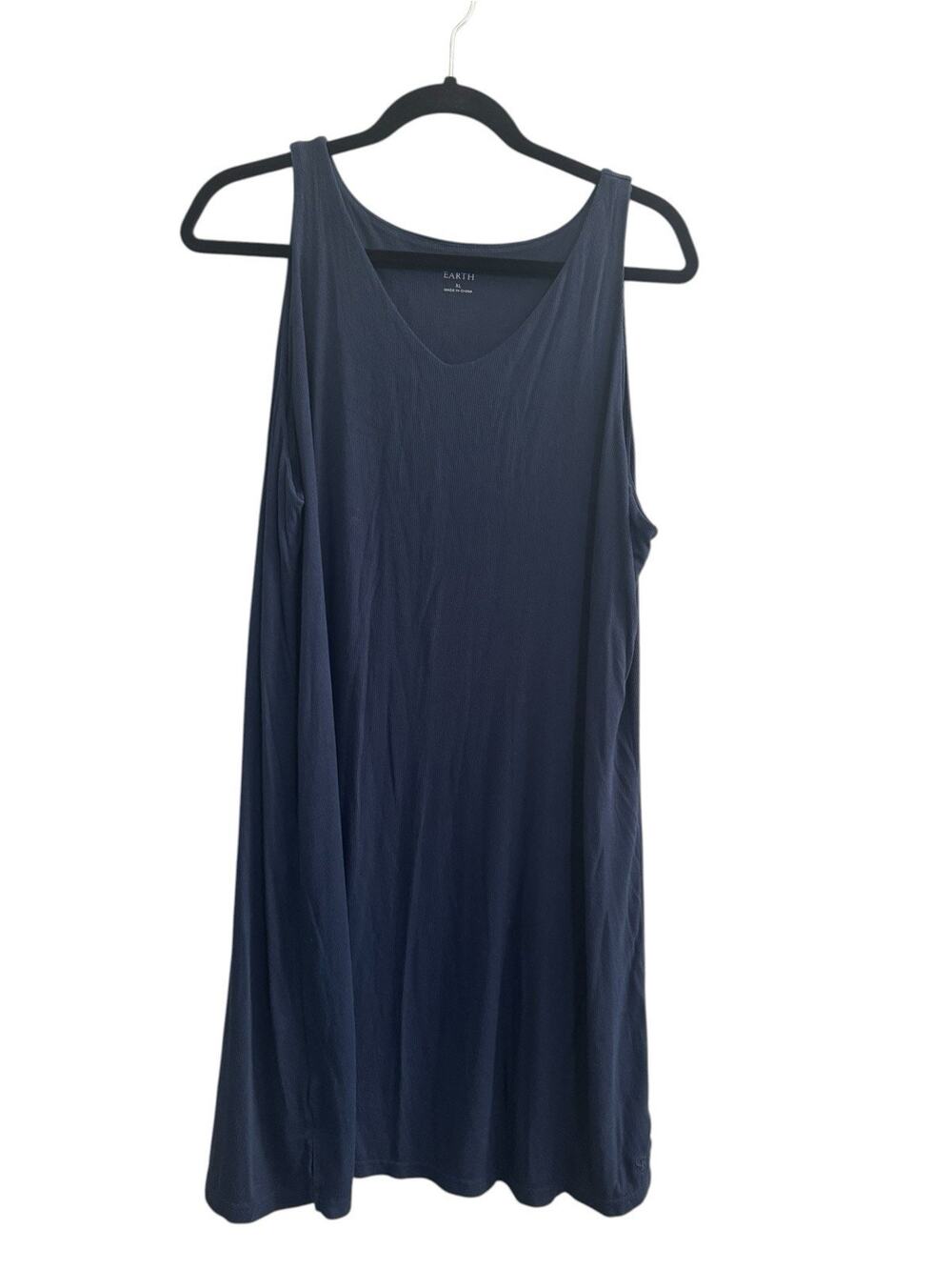 Cozy Earth Bamboo Dress XL Blue Rib Knit V-Neck Tank Lounge Sleeveless #7440